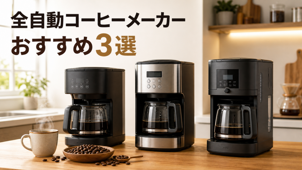 キッチンに並んだ3台の全自動コーヒーメーカー