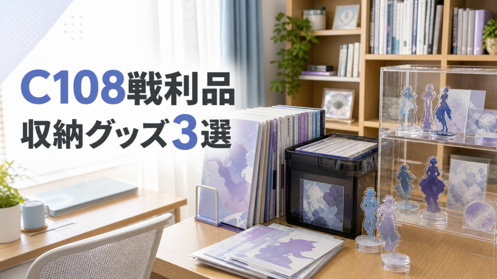 同人誌、アクリルスタンド、収納ケースを整理した部屋